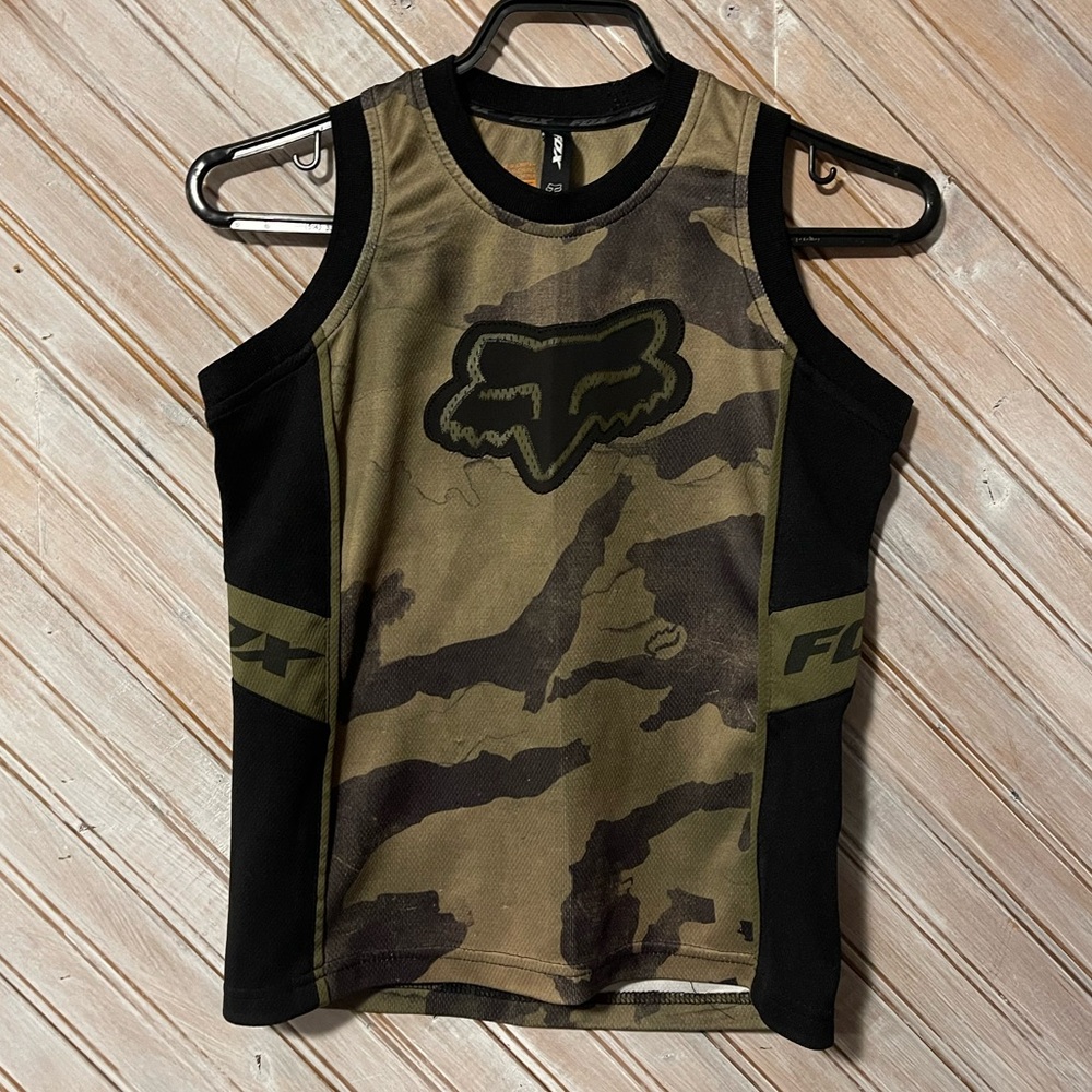 Fox racing camo jersey tank top motocross boys kids youth small fox head green